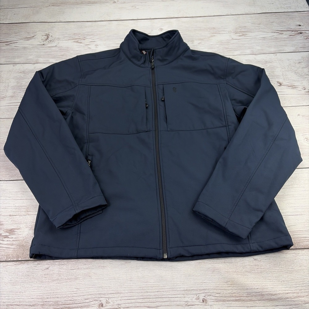 Free Country Men's XL Navy Softshell 3-Layer Windbreaker Water Resistant Jacket